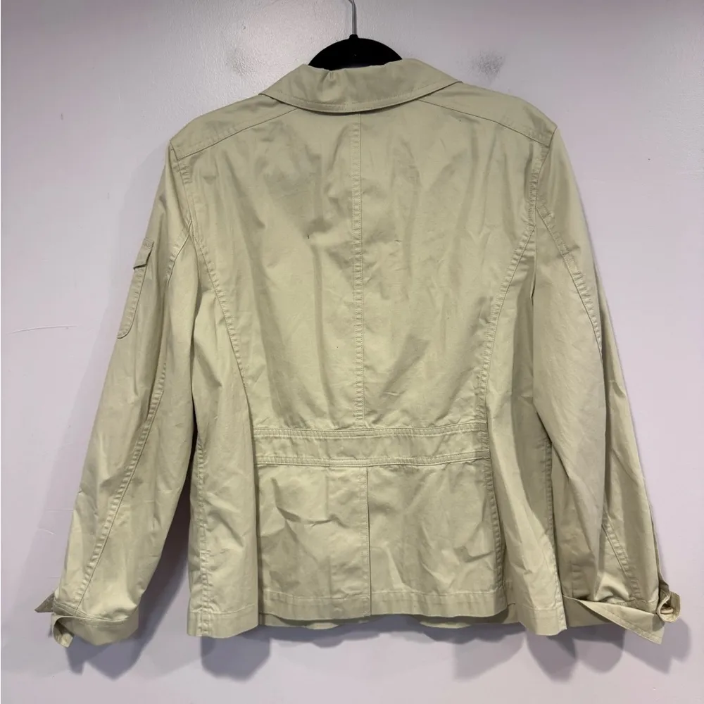 L.L. Bean 100% cotton khaki‎ button lightweight coat Tan Size L - Image 3