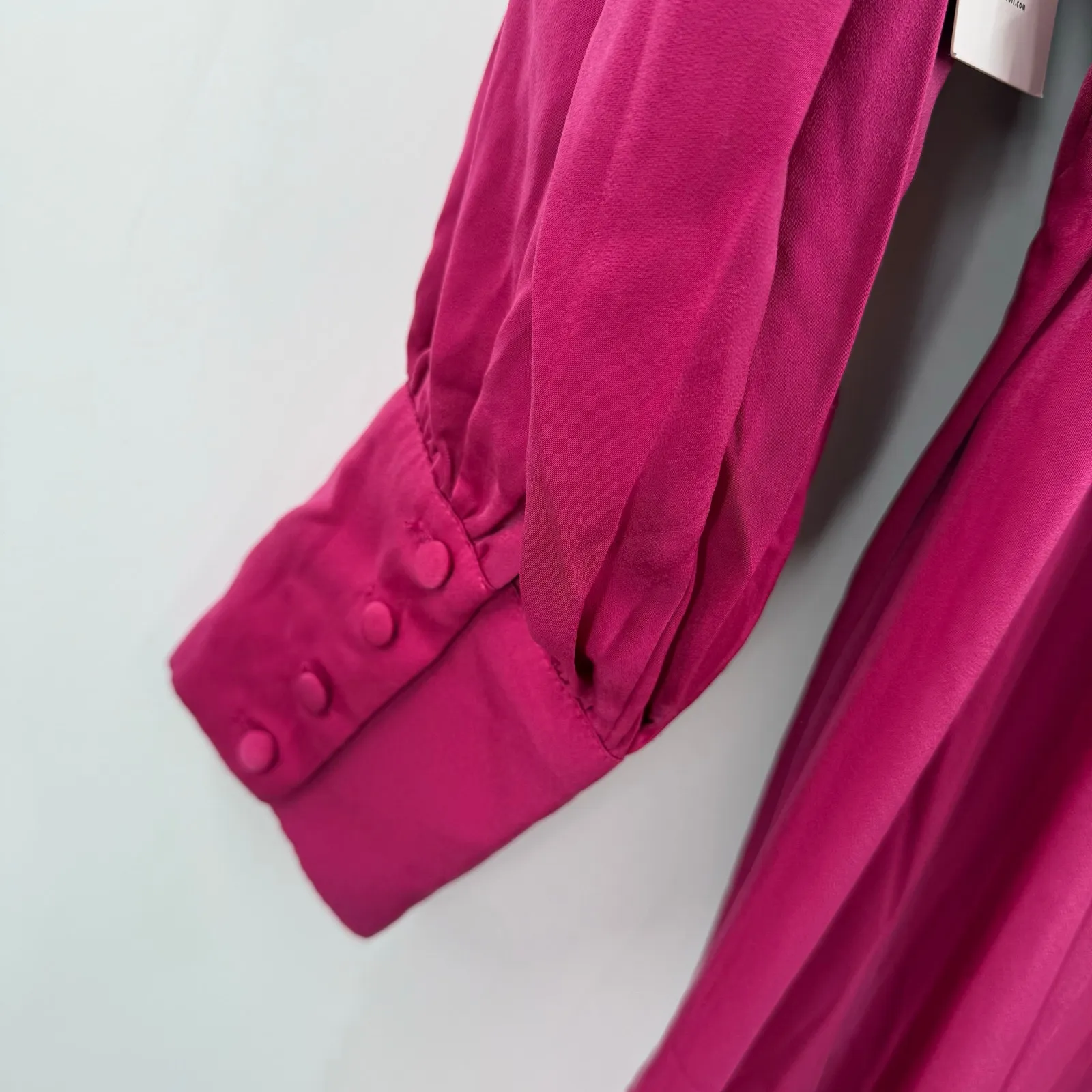 ELOQUII Dress Womens SZ 24 NWT Satin Faux Wrap Long Sleeve Magenta Plus Curvy - Image 12