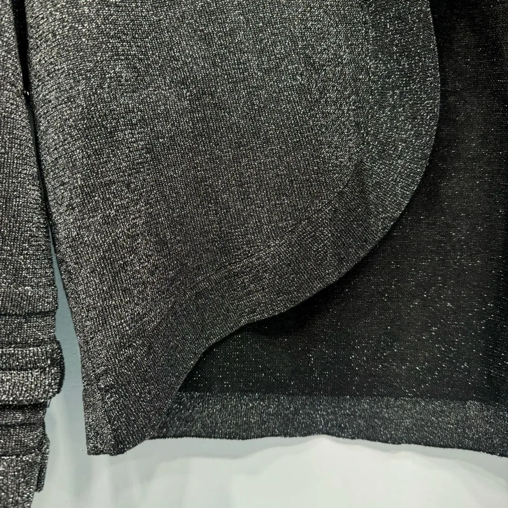 August Silk Black & Silver Metallic Open Front 3/4 Ruffle Sleeve Bolero Shrug S - Image 7