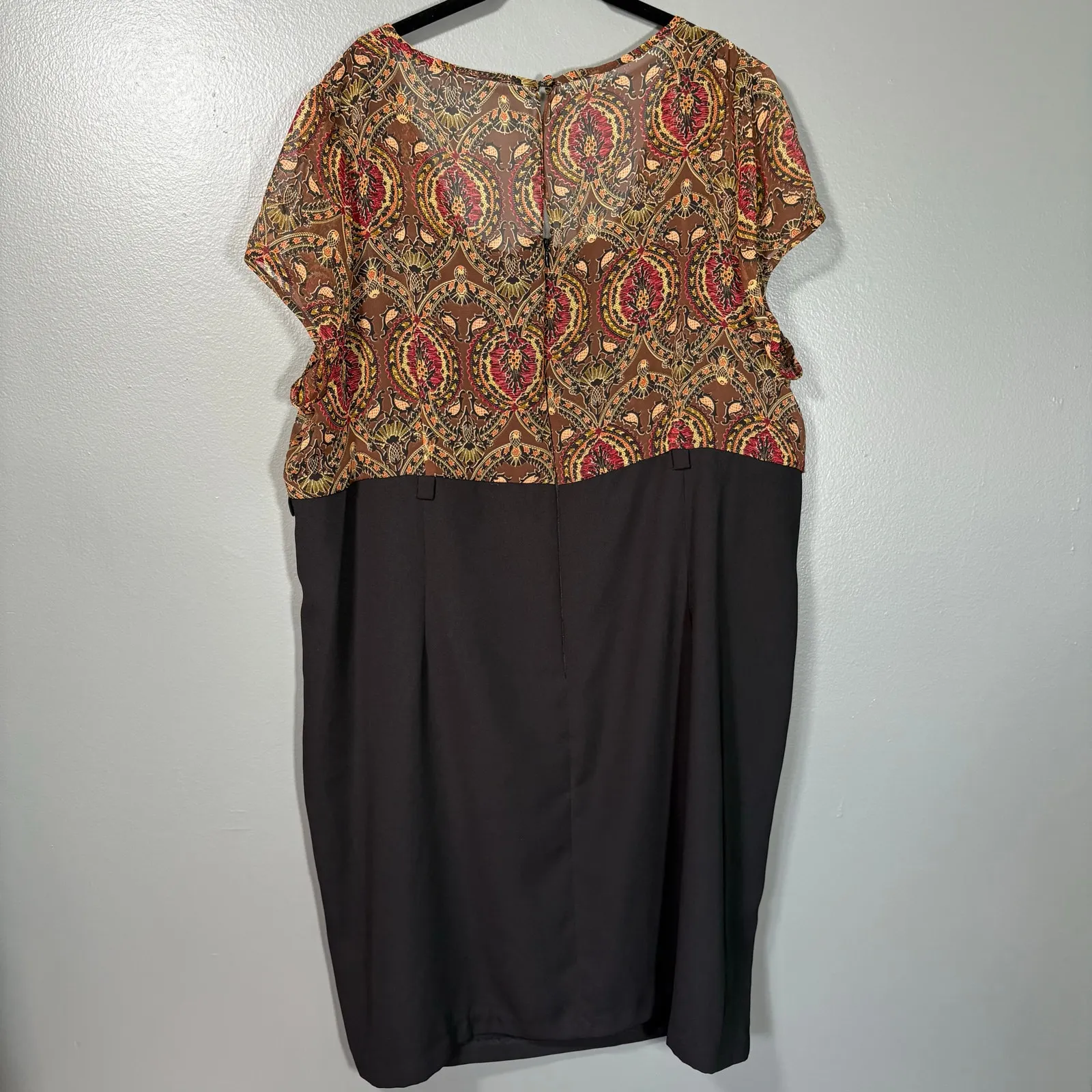 Fashion Bug Vintage Y2K 90's Brown & Black Paisley Blouson Dress - Plus Size 24W - Image 6