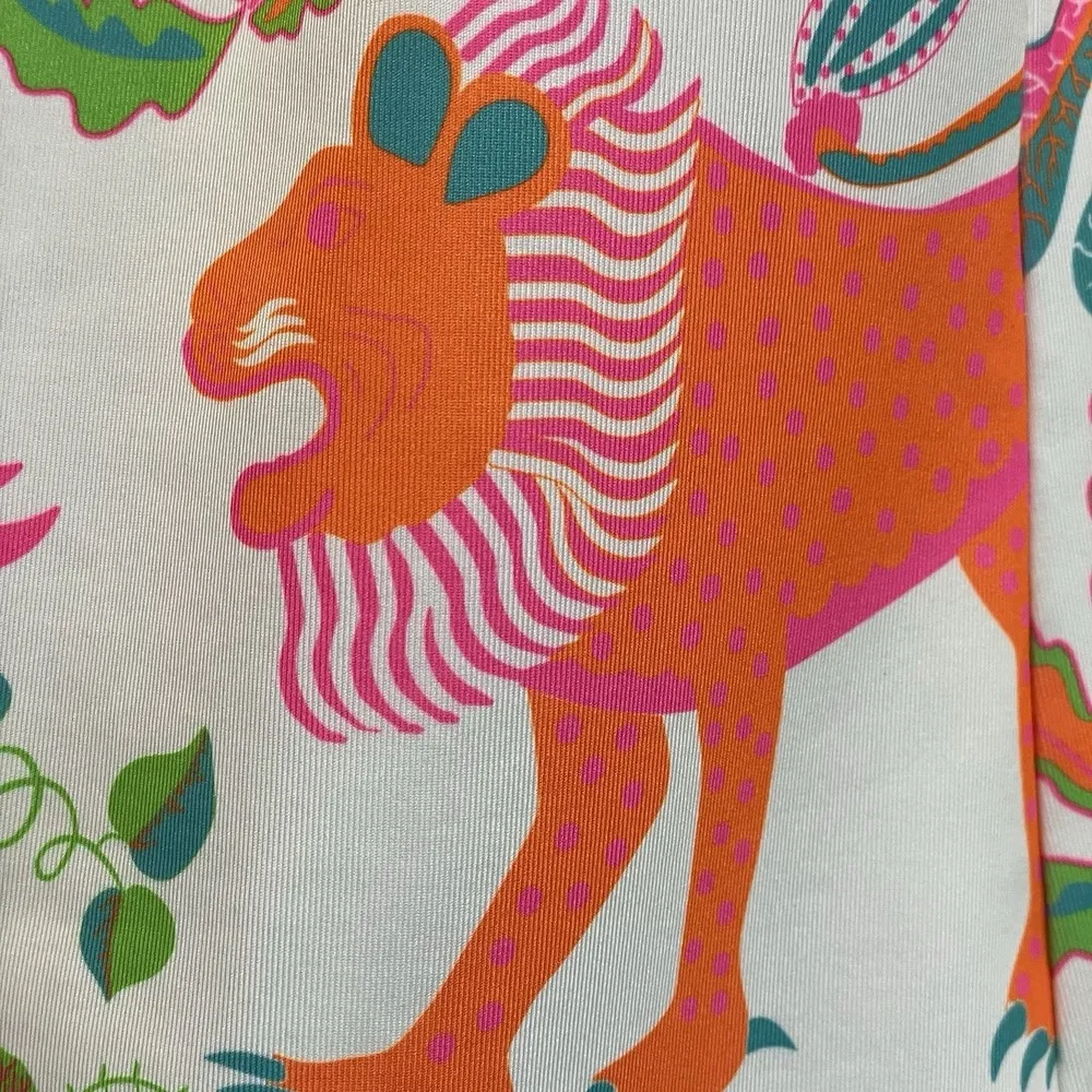 Gretchen Scott Womens XS Dress White Bougie Neon Animal AOP Classic Button Strap Pink - Image 16