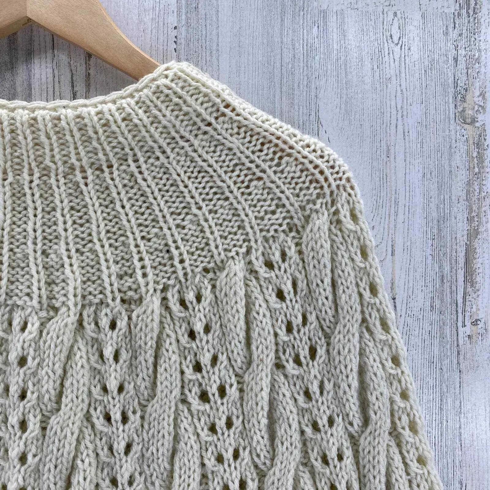 Vintage 70s Cottagecore Folk Crochet Cable Knit Sweater Shawl Womens One Size Size undefined - Image 8