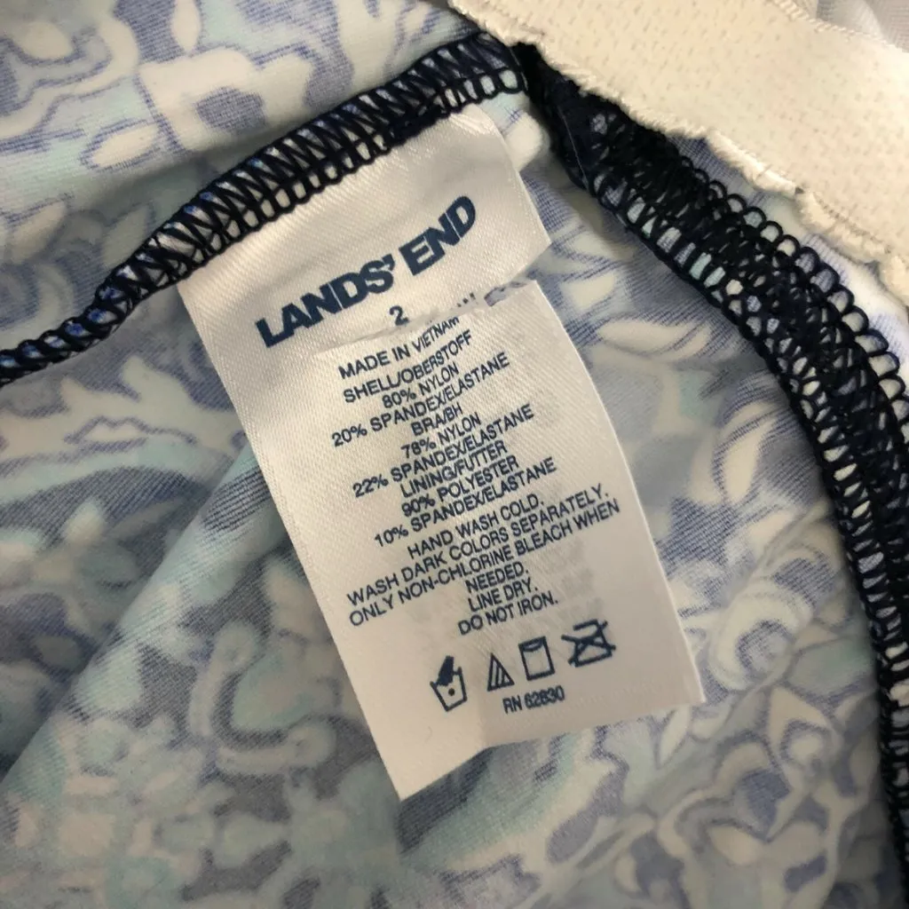Lands End Tankini Top Dress Underwire Removable Pads Geometric Navy Blue 2 - Image 3