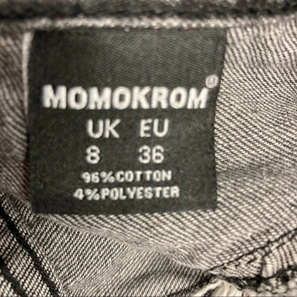 MOMOKROM,‎ Dolls Kill, distressed shorts, gray-black,raw edge, UK 8,US Size 4 - Image 8