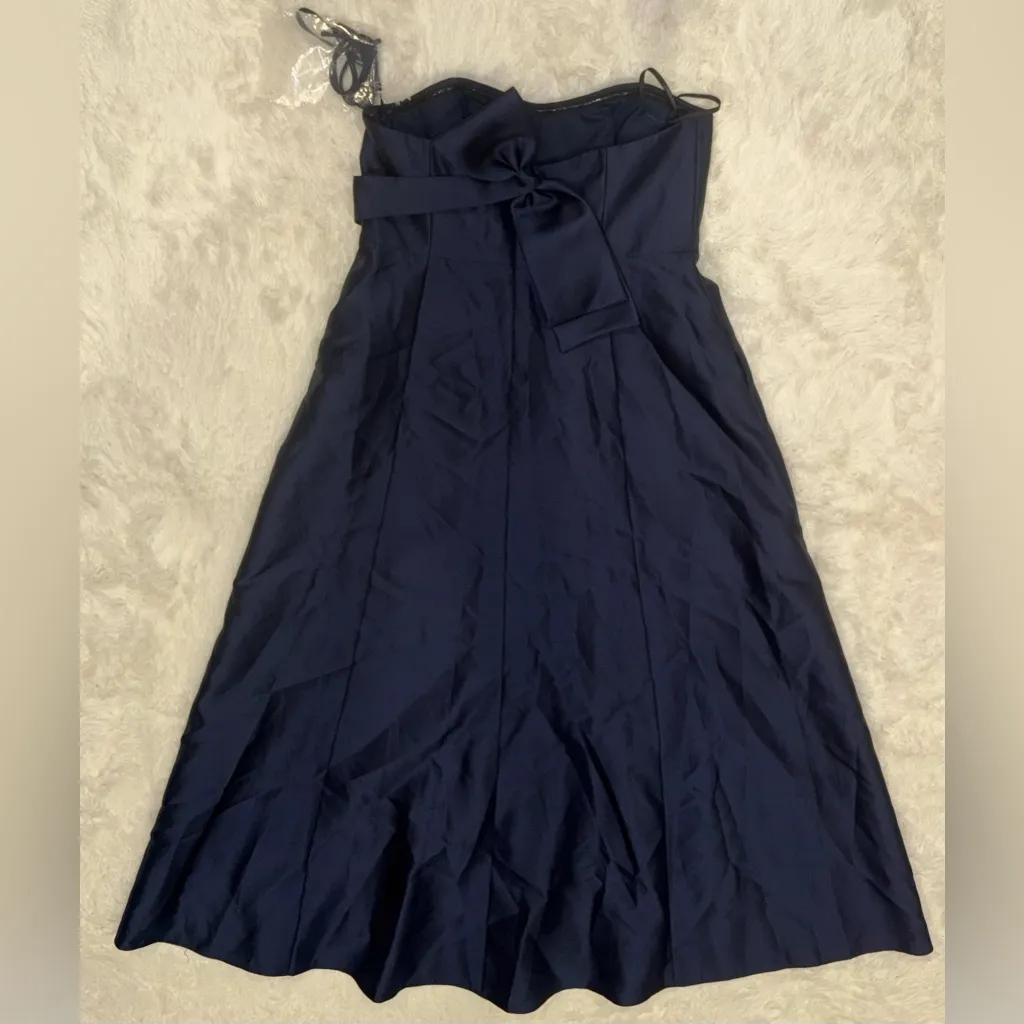 NWOT ALFRED SUNG Strapless Satin A-Line with pockets midnight blue sz 18 Gown - Image 6