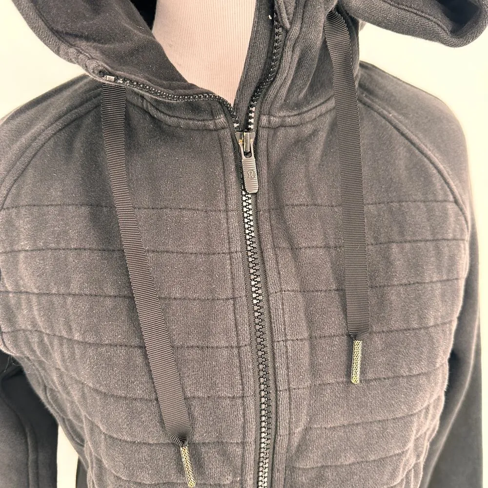 Lululemon Black Fleece Be True Quilted Hoodie Zip Up Jacket Size 4 - Image 3