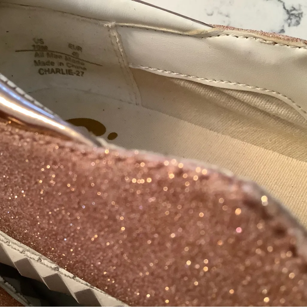 Sam Edelman sneakers Charlie-rose gold ( pizza party) glitter slip on shoes 10 - Image 8