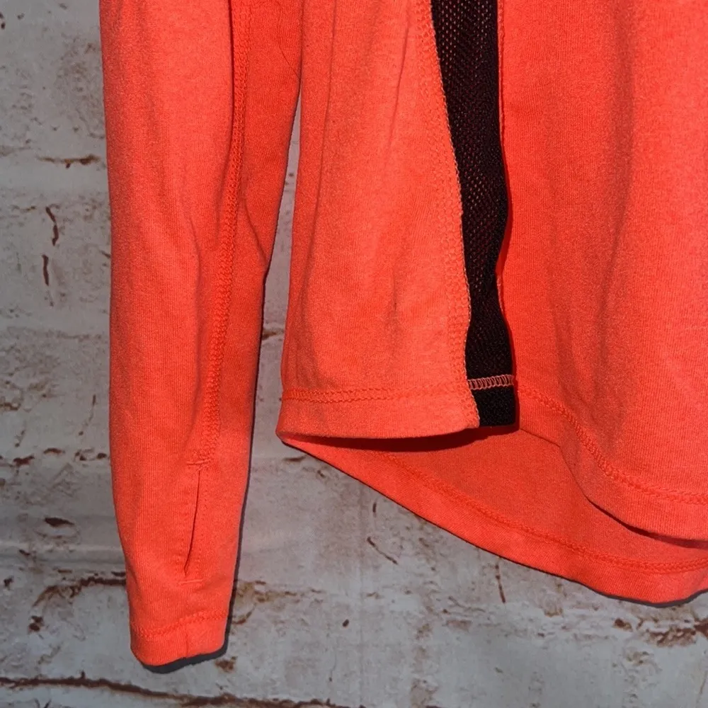 Nike Orange Black Mesh Long Sleeve DRIFIT Thumbhole Top size XL workout gym - Image 6