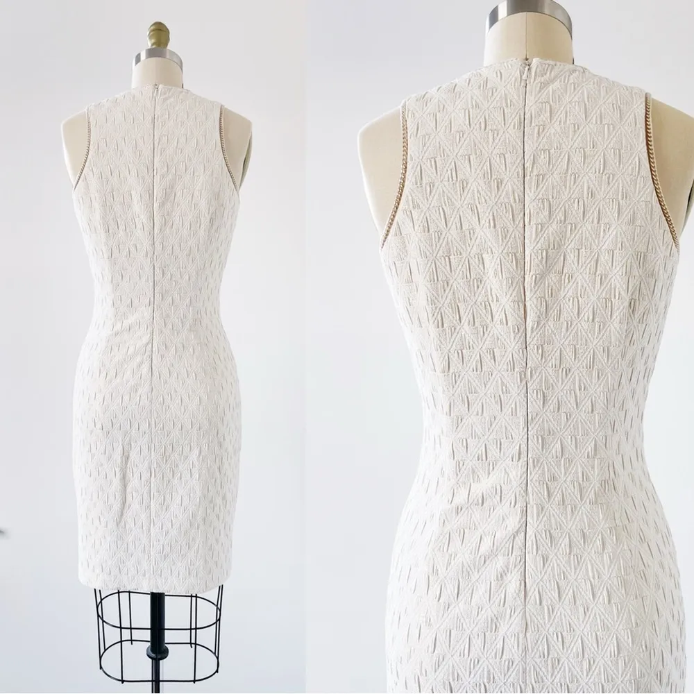 Belle Badgley Mischka • Vail Dress sheath mini cocktail Ivory Gold metallic - Image 14