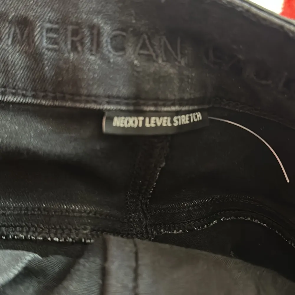 American Eagle Next Level Stretch Distressed Denim Mini Skirt, Black - Image 8