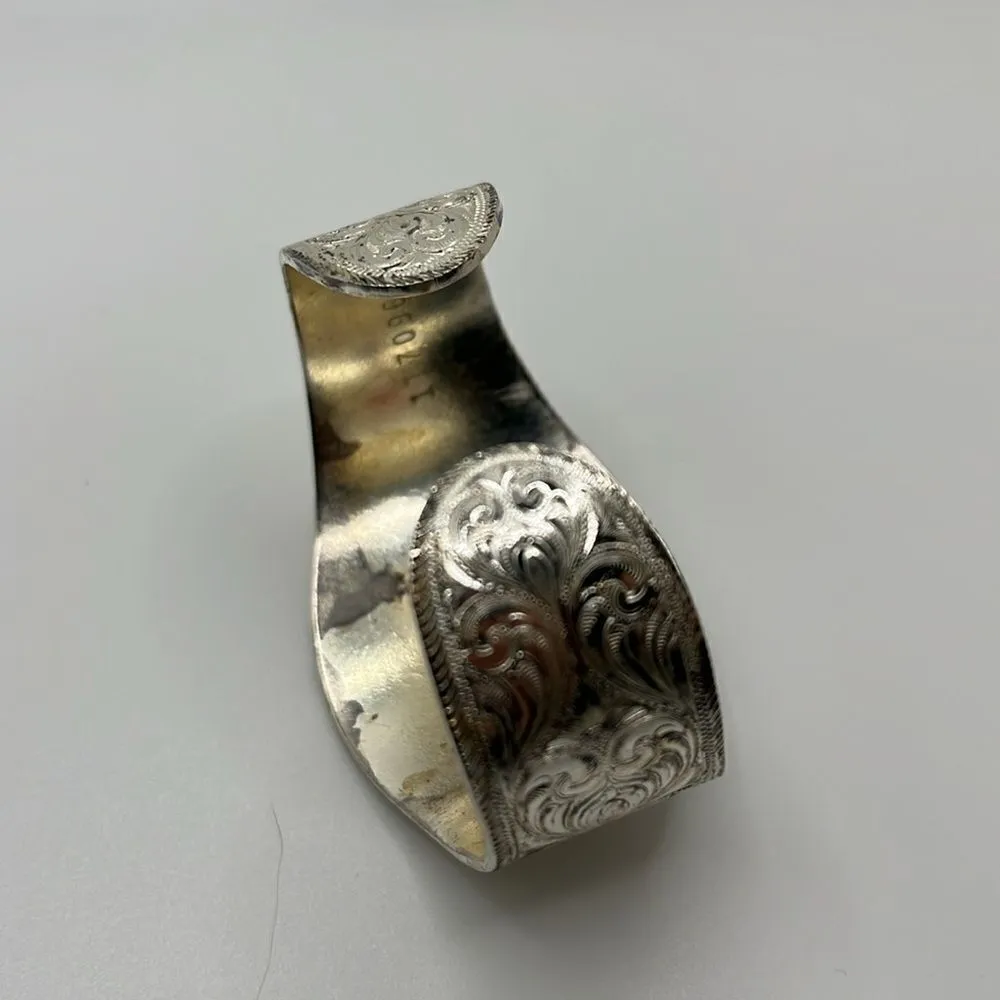 Vintage silver cuff with gold longhorn - Image 9