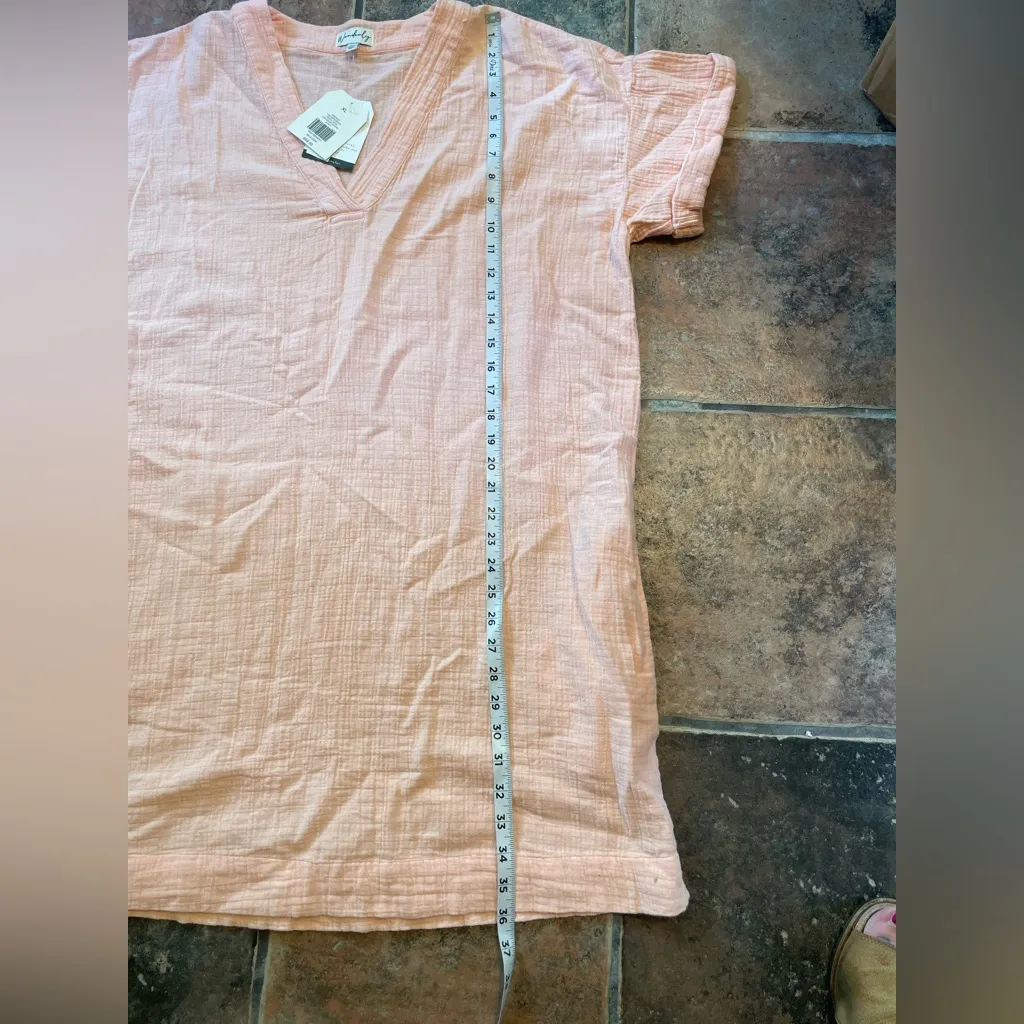 Wonderly Gauze Cotton V Neck Dress Cover Up Beach Resort Wear Peach XL - Image 4