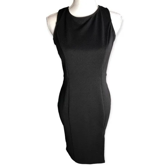 Alt. B Black Textured Sleeveless Cut Out Back Knee Length Dress Size L - Image 28
