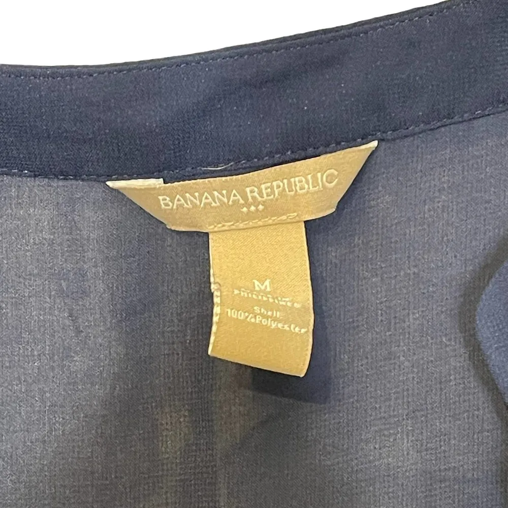 Banana Republic Notched V-neck Top Hi-Lo Hem Women Medium Blue Long Sleeve Tunic - Image 6