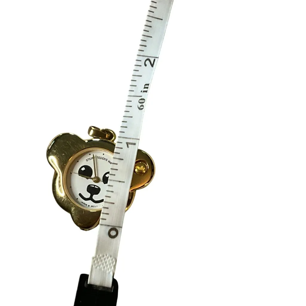 Steiff Teddys Watch Gold Plated Bear Face Japan Movement Collectible Timepiece - Image 2