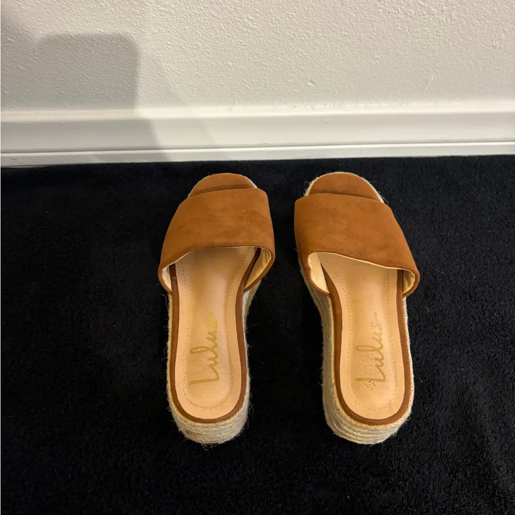 Lulu's Tan Espadrille Slide Sandals - Image 3