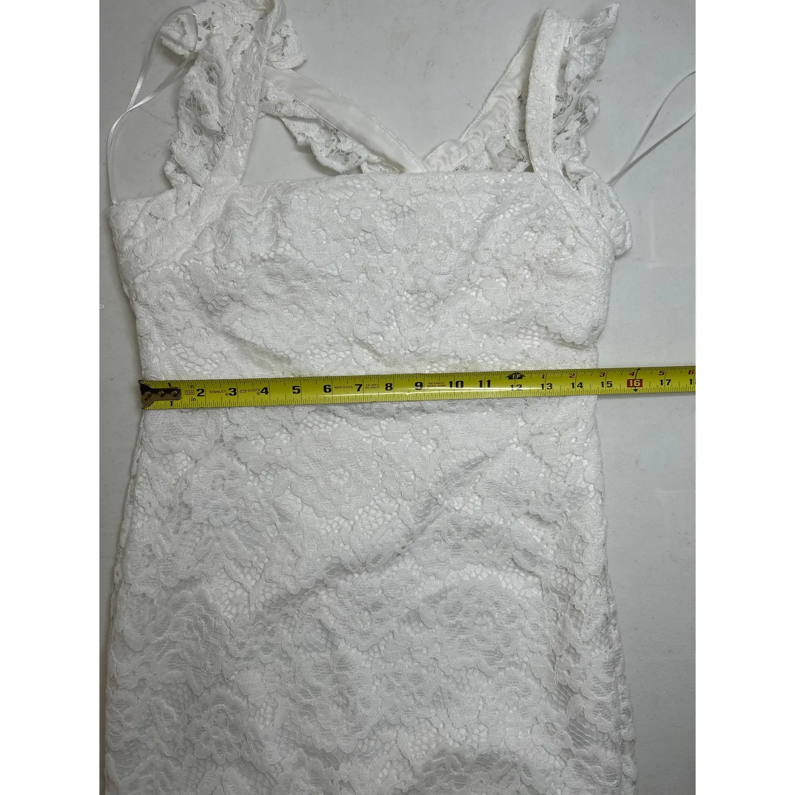 Likely X Revolve Hara Square Neckline Ruffle Cross-Back Strap Lace Midi Dress 6 - Image 9