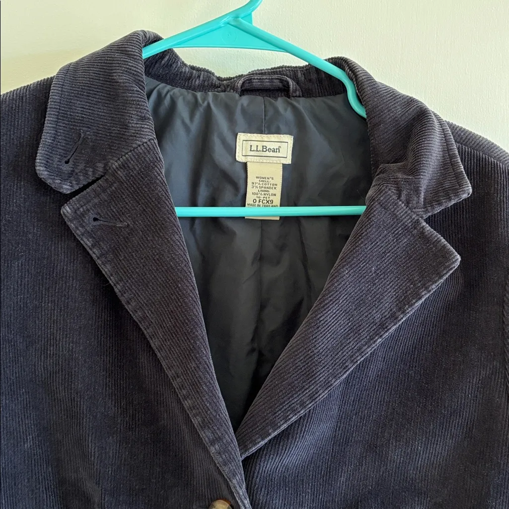 L.L. Bean corduroy blazer jacket women’s fall office business academia vintage Blue Size 10P - Image 3