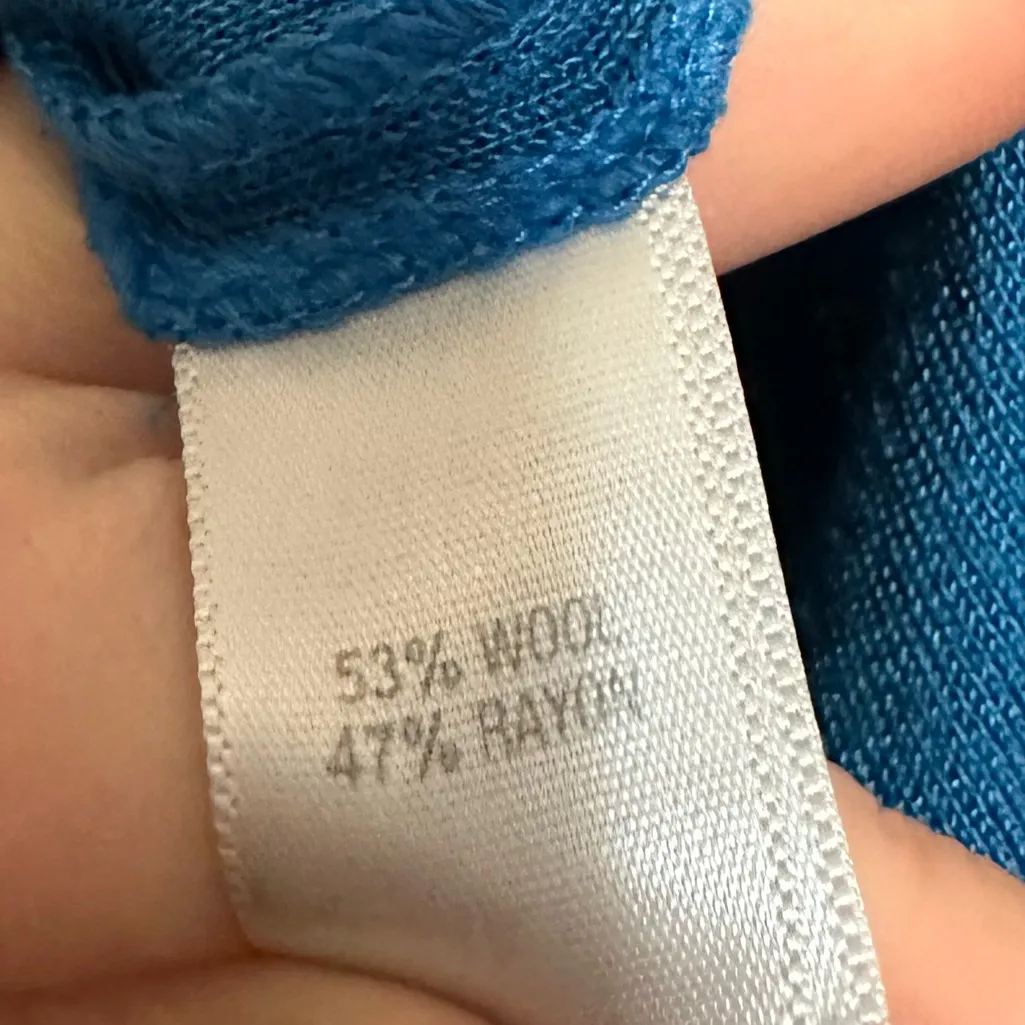 St. John Zip Front Blue Wool Blend Womens Blouse - Image 5