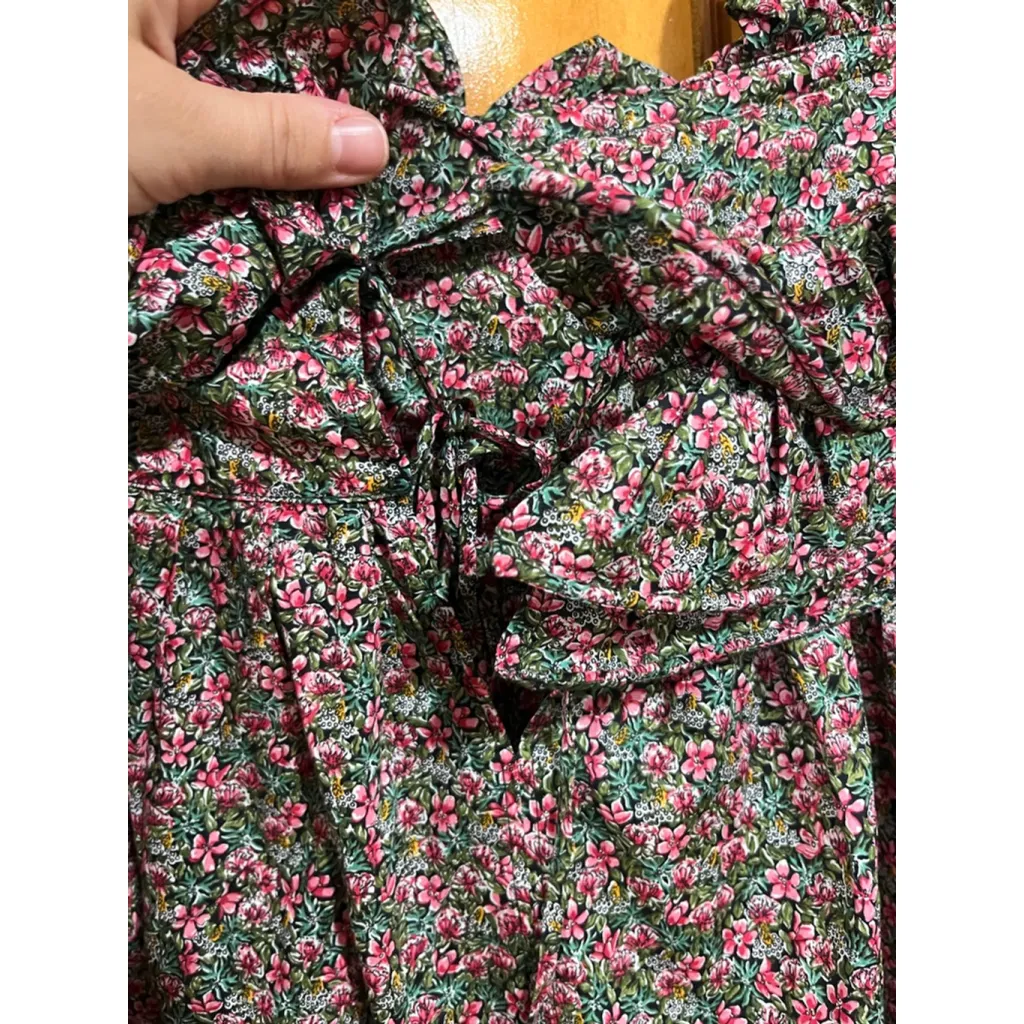 NWOT Nackiye Womens Ruffle Flower Exolsosion Pink Floral Ditsy Structured Blouse Size 8 - Image 4