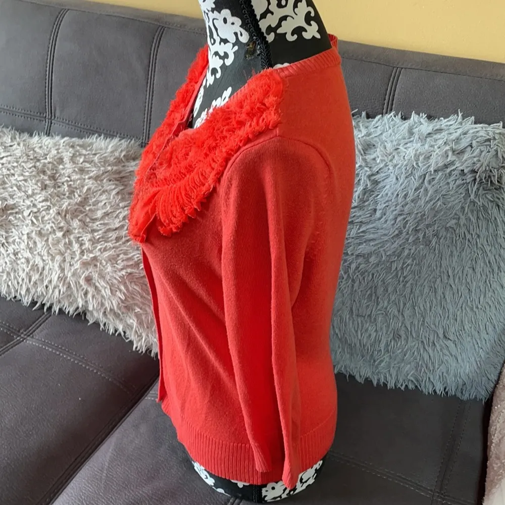 NEW YORK & COMPANY Orange Cardigan Size M - Image 5