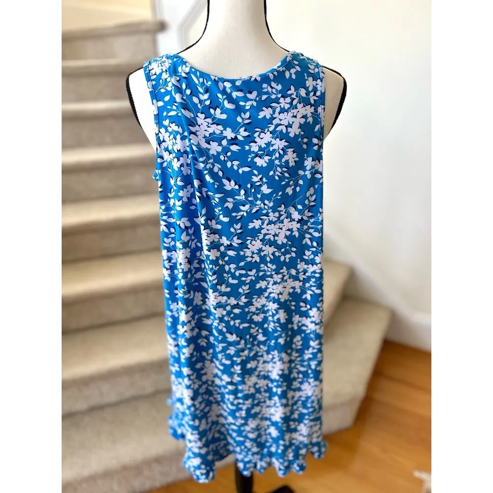 Draper James Blue & White Floral Sleeveless Dress - Image 2