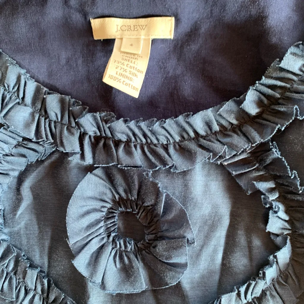 J.Crew Blue Tank Top Shirt Blouse Business Casual Cotton Silk Size 4 Small - Image 2