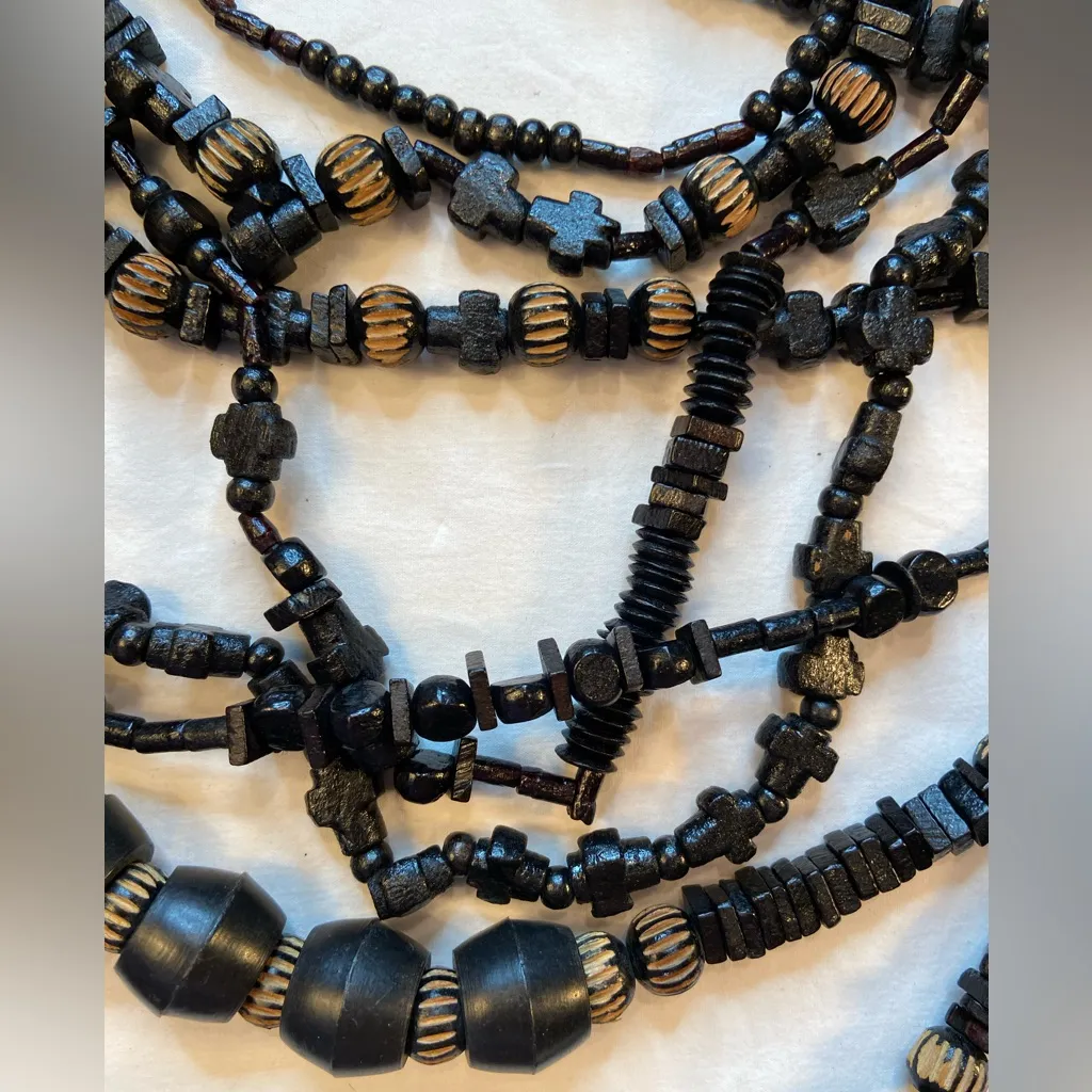 Authentic African Beaded Necklace‎ Made by Hand. Black - Image 7