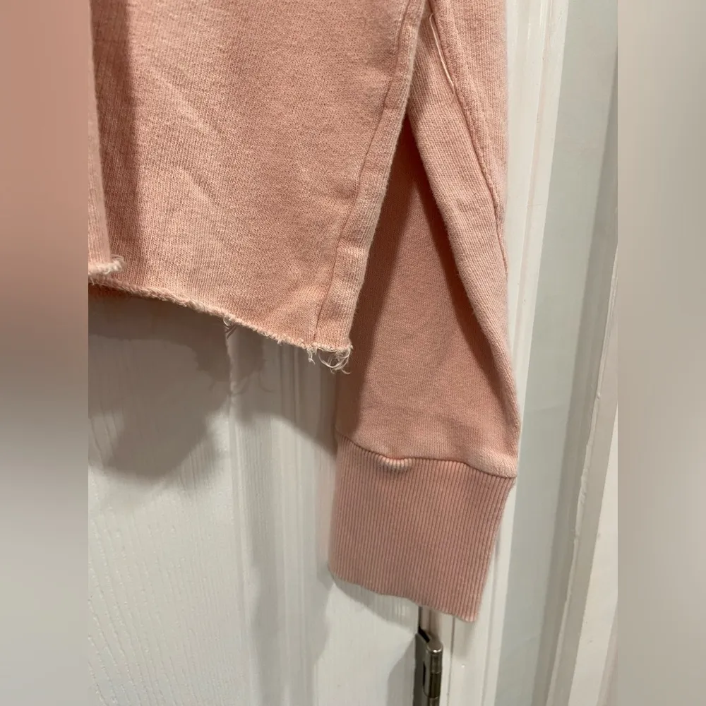 NWOT Free People Size M Pink Ooh La Ruffle Yoke Long Sleeve Raw Hem Sweatshirt - Image 8