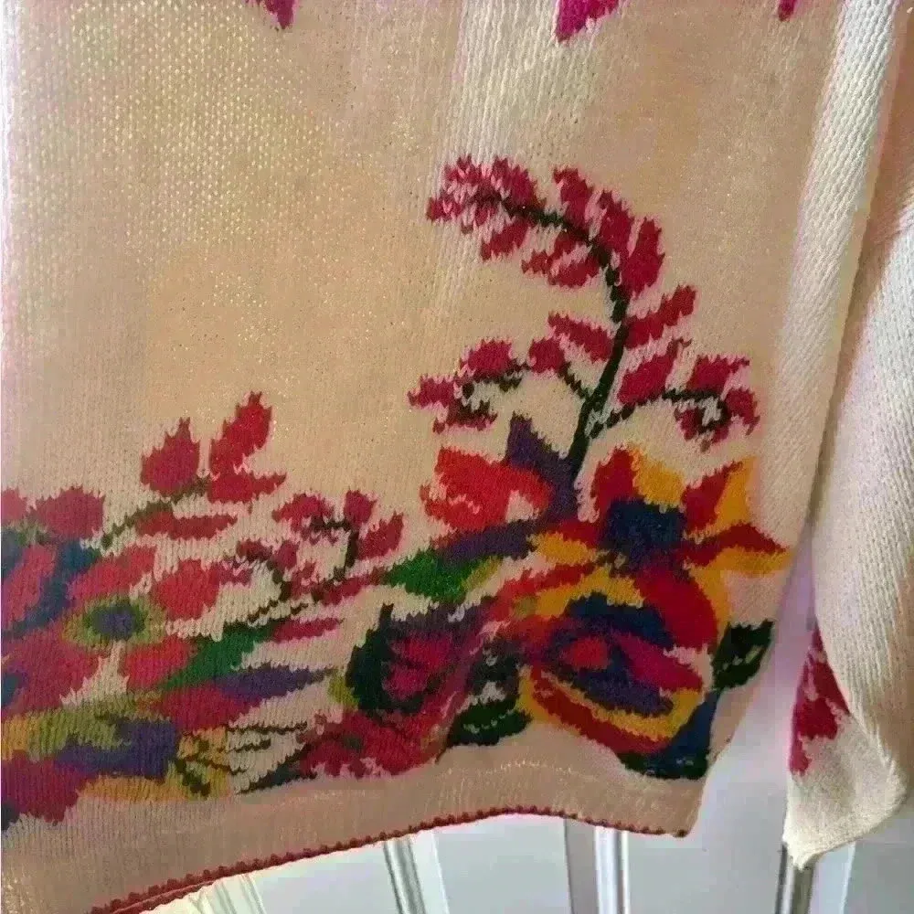 Vintage Cape Isle Knitters Floral Cardigan Sweater Handmade size m Red Size M - Image 7