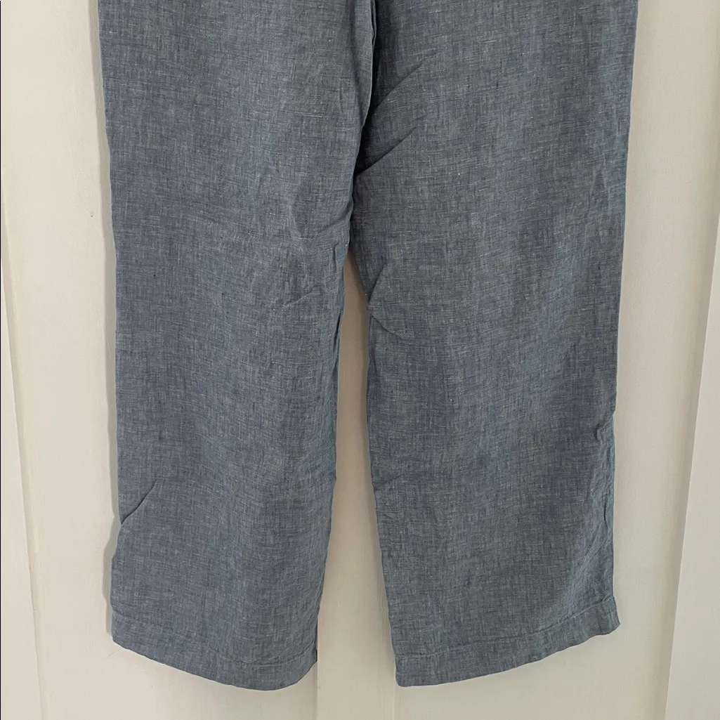 ATHLETA Retreat Linen High Rise Wide Leg Pant in Chambray Blue Size 12 - Image 9