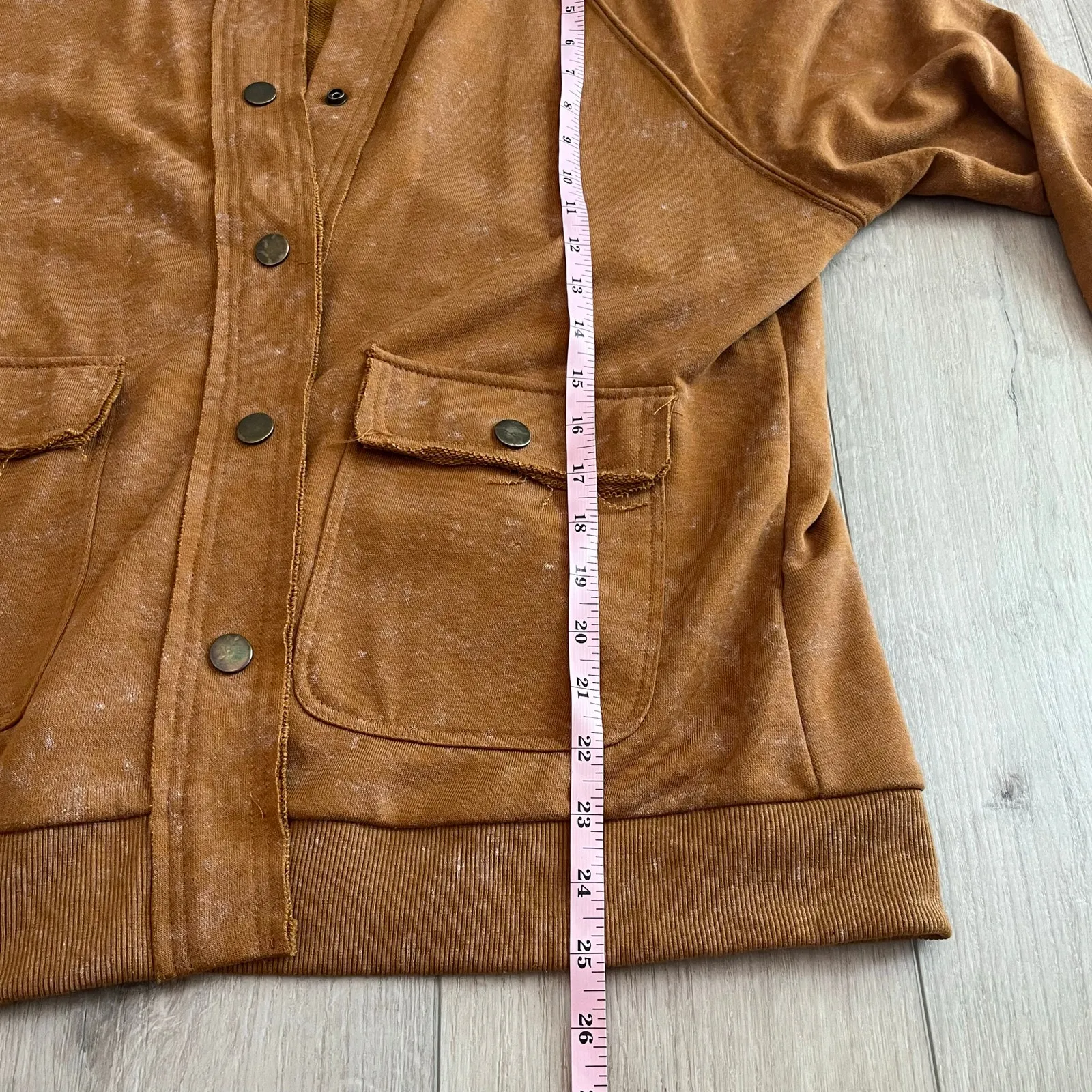 Boutique Brown Snap Down Flap Pocket Long Sleeve Shacket Size L - Image 6
