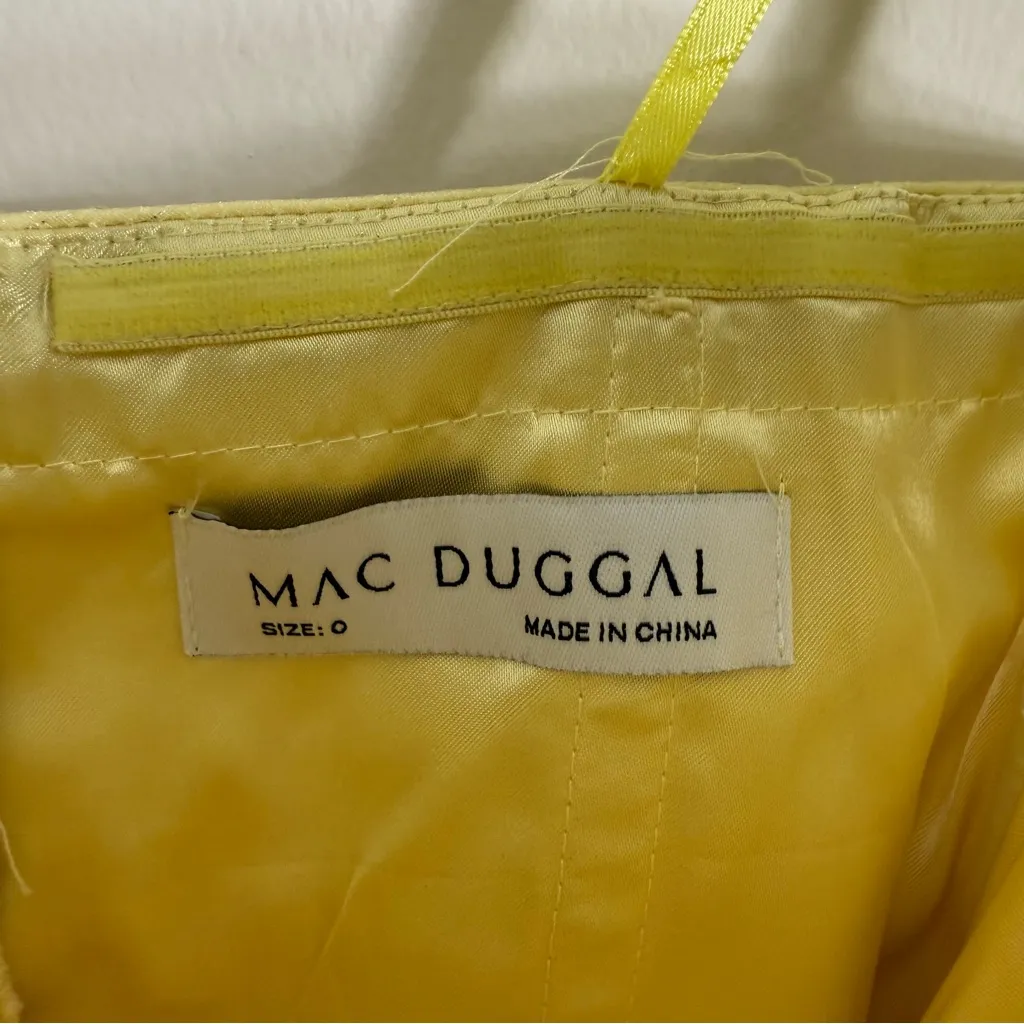 NWT Mac Duggal Yellow Beaded Ruffle High Low Gown Size 0 - Image 8