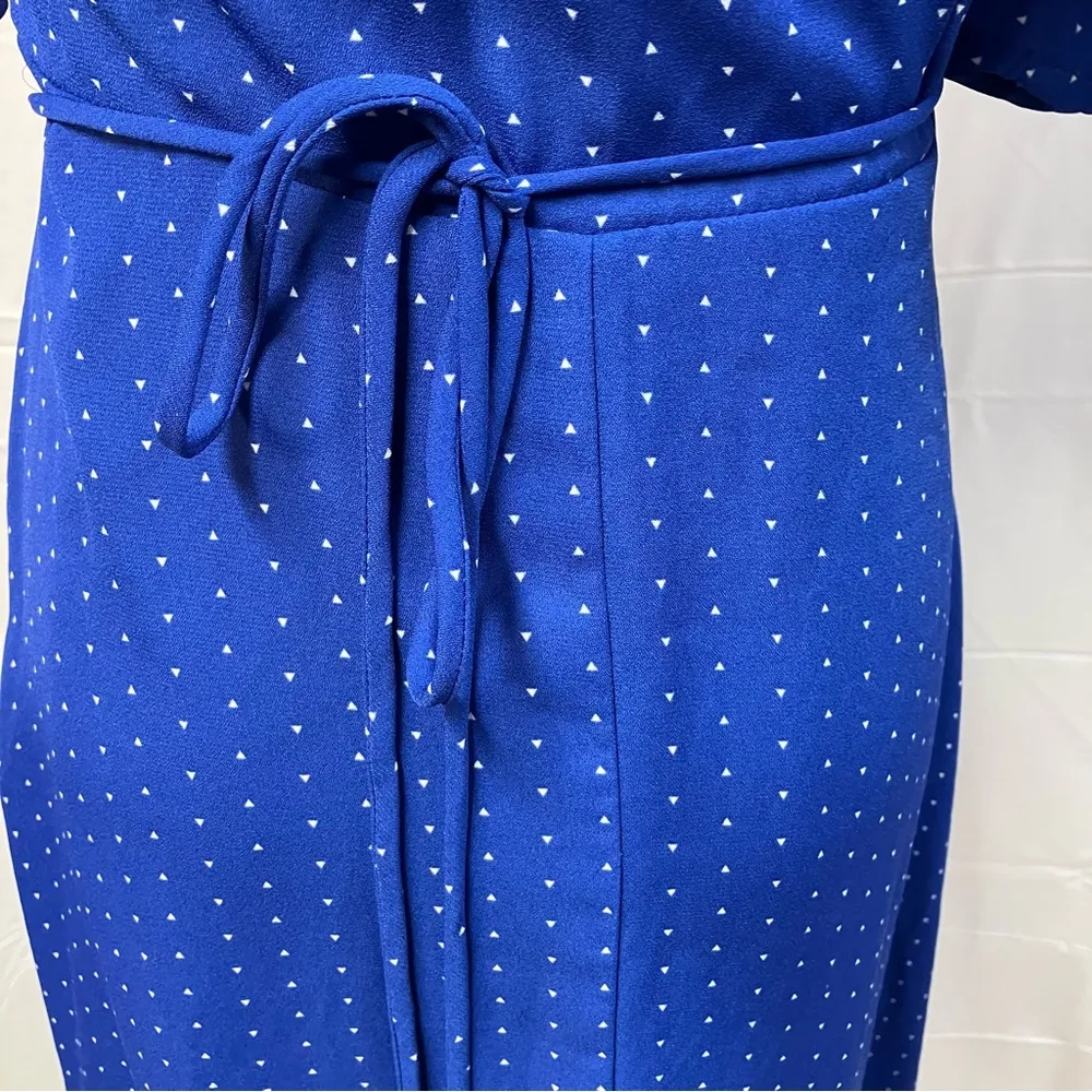 Lulus Farah Royal Blue Print Midi Wrap‎ Dress Womens XS Spring Wedding Elegant - Image 10