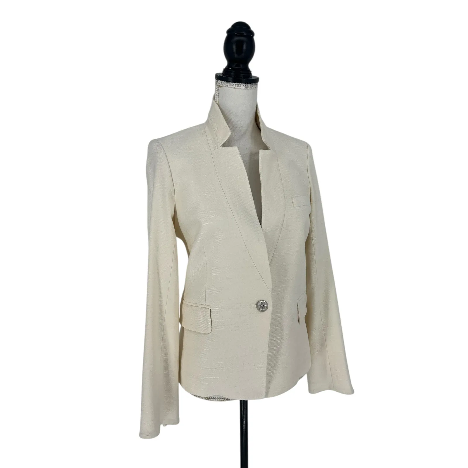 Veronica Beard White One Button Farley Dickey Blazer - Image 7