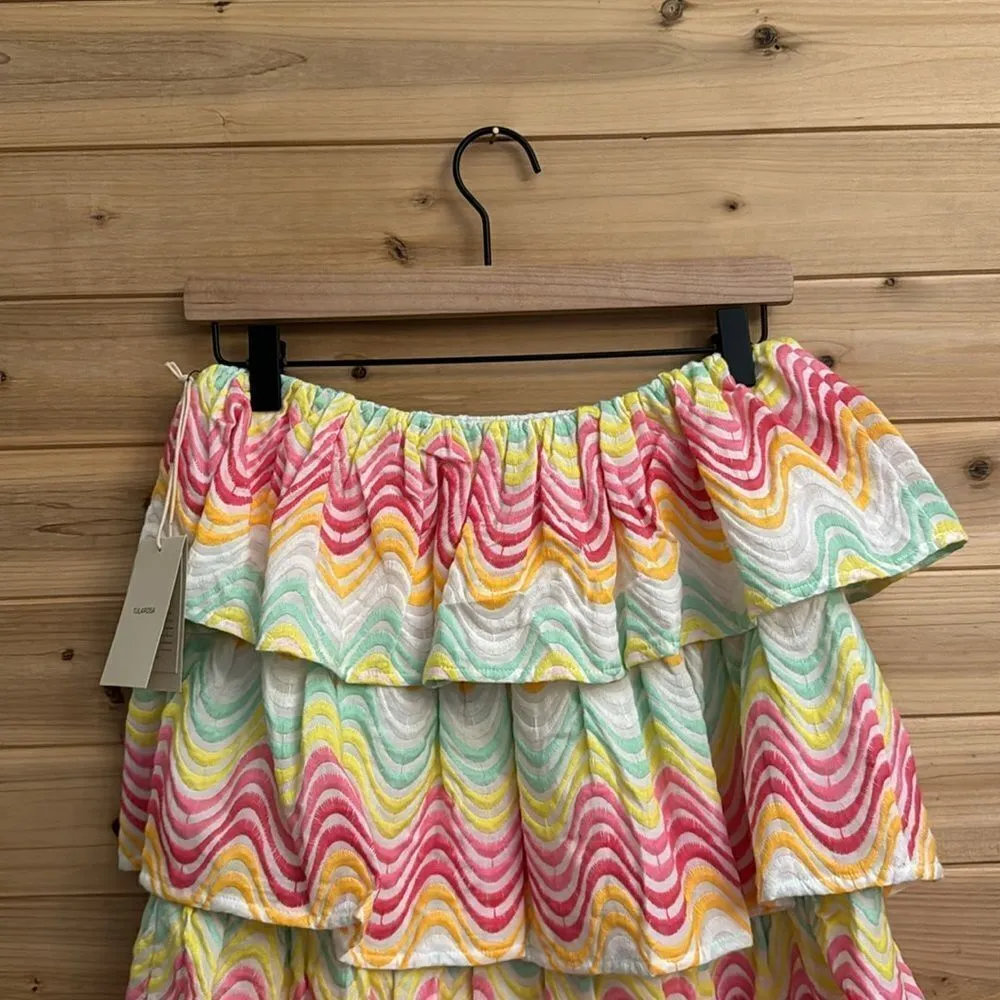 NWT Tularosa Size Small Finley Bright & Neon Tiered Cotton Mini Dress - Image 6