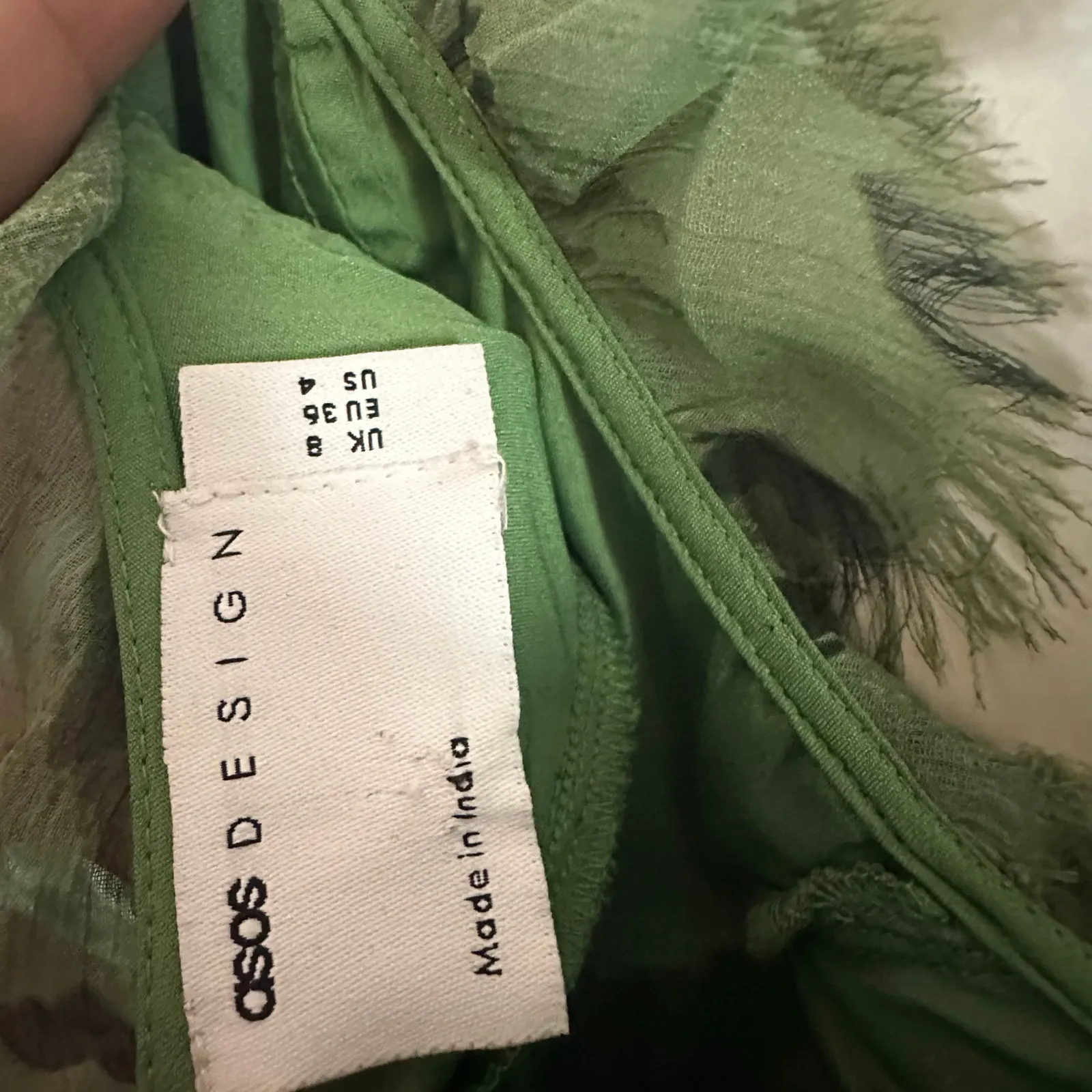 ASOS DESIGN ruffle midi dress with open sleeves and ties in green floral print - Image 7