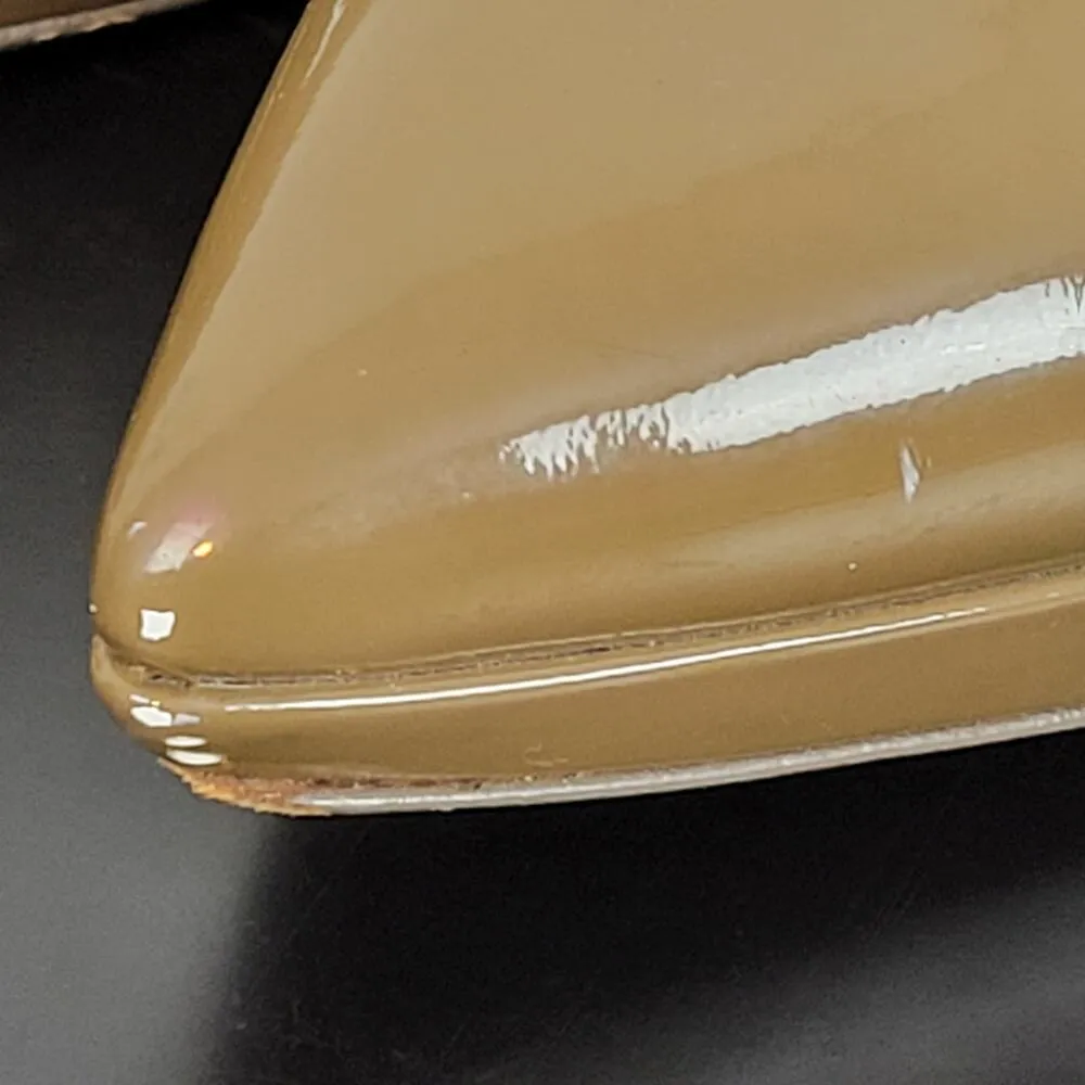 Yves Saint Laurent Womens Heels Size 8 Patent leather Platform Pointy Toe Pumps Tan - Image 8