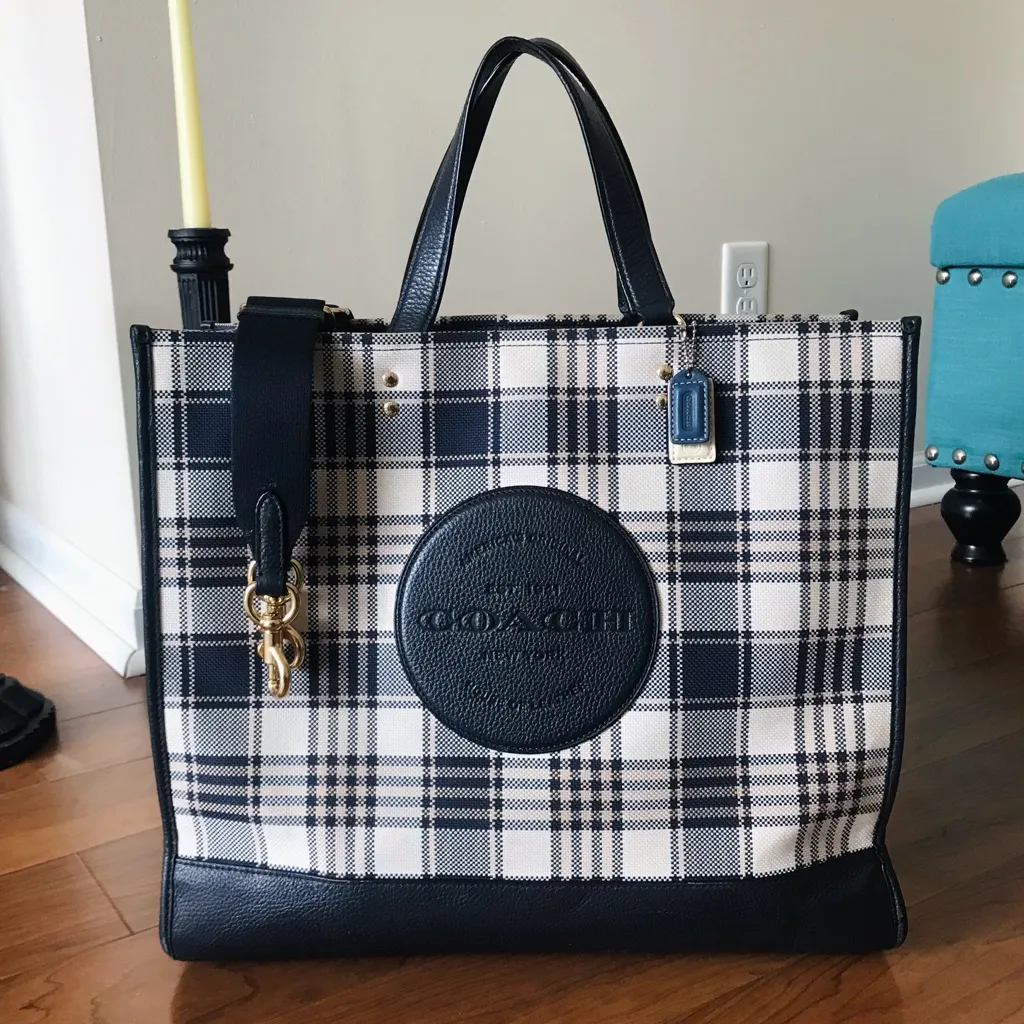 Dempsey Tote Bag 40 With Garden Plaid Print And Coach Patch, C8200 - Image 16