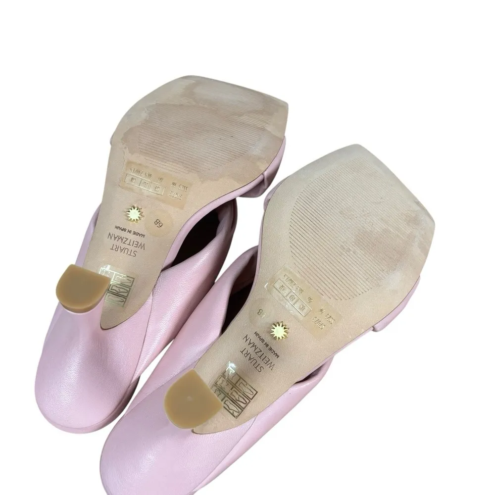 Stuart Weitzman  Playa 75 Knot Sandal Womens 6 Pink Square Toe Spool Heel S7073 - Image 8