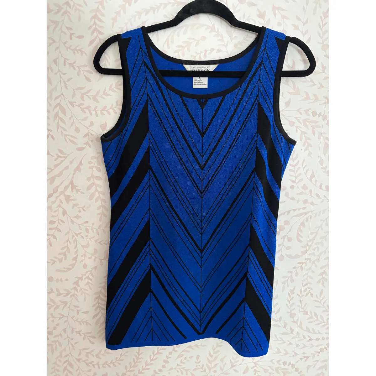 Vintage Set Misook Blue and Black Striped Long Sleeve Top - Image 8