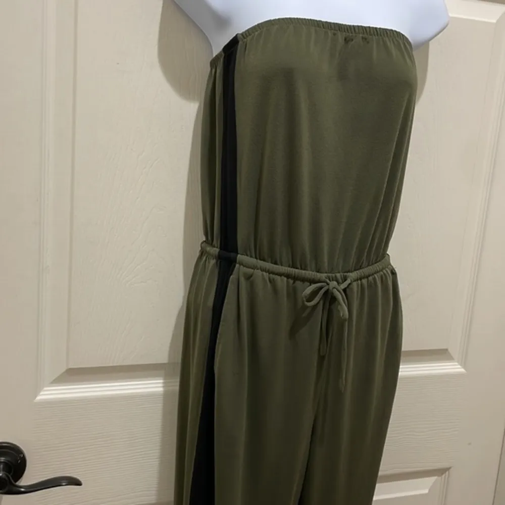Express Olive Green Tube Top Jogger Jumpsuit - Image 4
