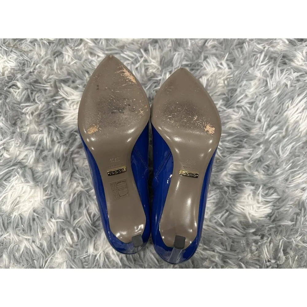 Gucci Blue Patent Leather Pointed Toe Booties 37.5 - Image 6