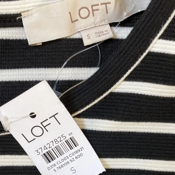 LOFT‎ Striped Ottoman Mock Neck Dress Long Sleeve Mini Ribbed Material NWT - S - Image 8