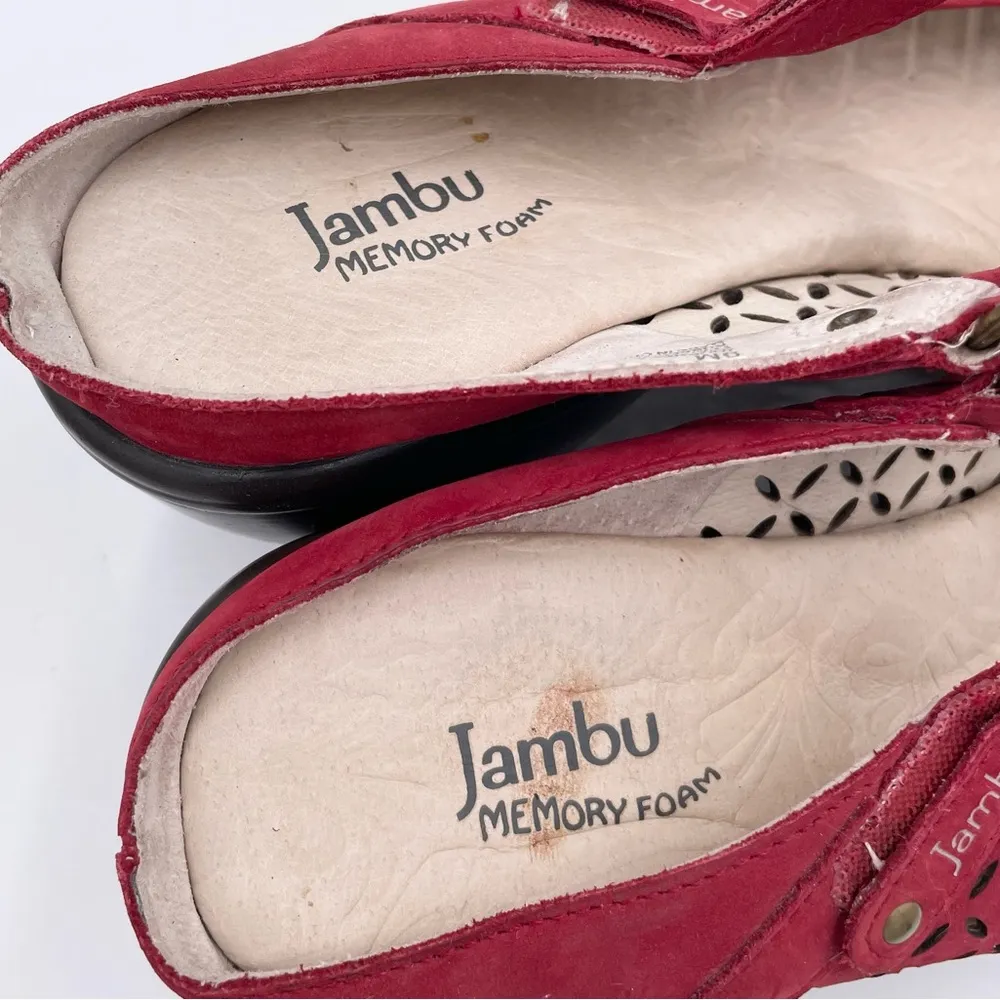 Jambu Women's Journey Encore Wedge Slip On Sandal Red Nubuck Leather Size 9 - Image 7