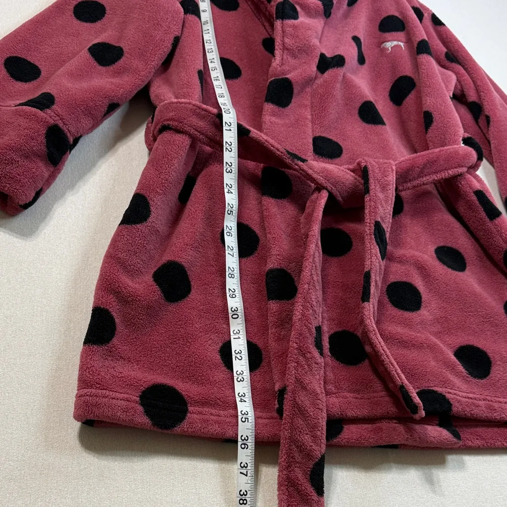 PINK Victoria's Secret Pink and Black Polka Dot Robe - Image 4