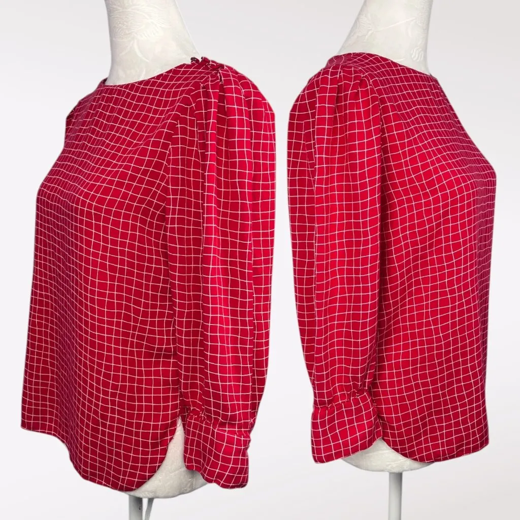 Vintage Jonathan Martin Red Blouse Puff Sleeve Retro Top Size XS - Image 4