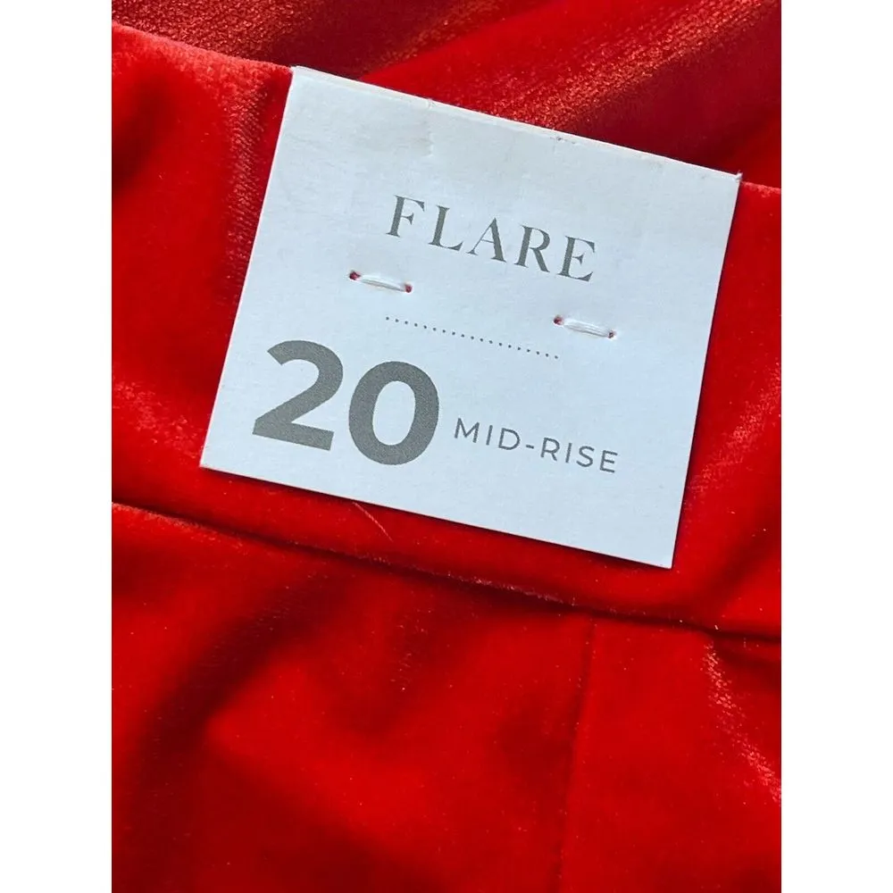 Lane‎ Bryant Velvet Flare Leg Pants Red Pull On Elastic Waist Mid Rise Size 20 - Image 6