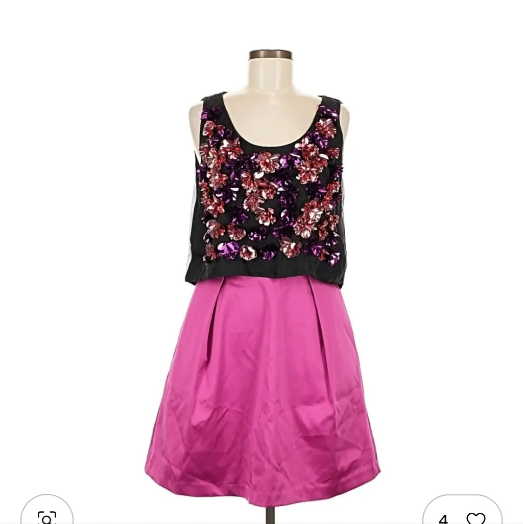 ERIN by Erin Fetherston fuschia and black embellished cocktail dress Size 8 - Image 2