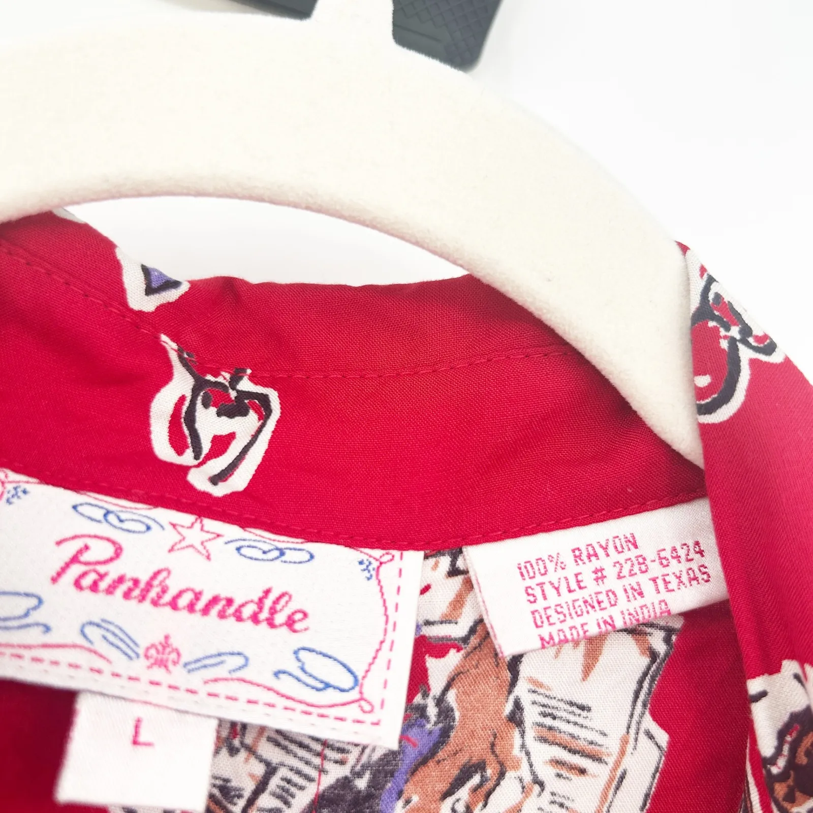 Panhandle Womens Vintage Western Cowboy Rodeo Print Sleep Dress Nightgown Size L Red Size L - Image 5